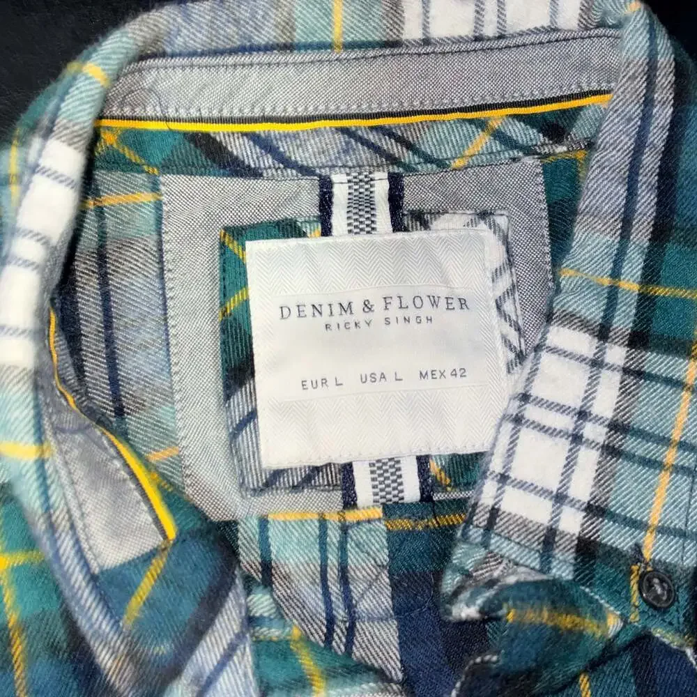 Denim & Flower Ricky Singh Men's Long Sleeve Plaid Flannel Button Down